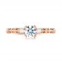 14k Rose Gold Custom Filigree And Diamond Engagement Ring - Top View -  103372 - Thumbnail