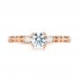 14k Rose Gold Custom Filigree And Diamond Engagement Ring - Top View -  103372 - Thumbnail
