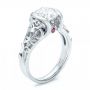 14k White Gold 14k White Gold Custom Filigree And Diamond Engagement Ring - Three-Quarter View -  100706 - Thumbnail