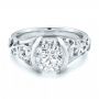 14k White Gold 14k White Gold Custom Filigree And Diamond Engagement Ring - Flat View -  100706 - Thumbnail