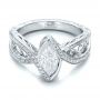 14k White Gold 14k White Gold Custom Filigree And Diamond Engagement Ring - Flat View -  100861 - Thumbnail