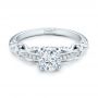 14k White Gold Custom Filigree And Diamond Engagement Ring - Flat View -  101996 - Thumbnail