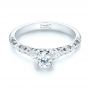 14k White Gold 14k White Gold Custom Filigree And Diamond Engagement Ring - Flat View -  103372 - Thumbnail