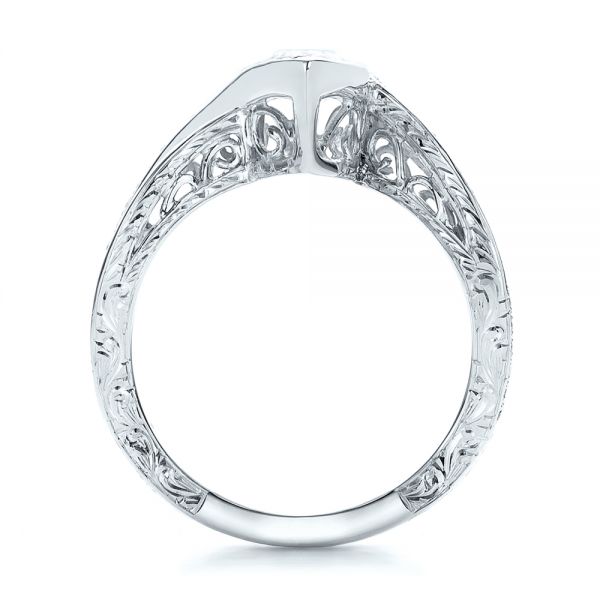 14k White Gold 14k White Gold Custom Filigree And Diamond Engagement Ring - Front View -  100861