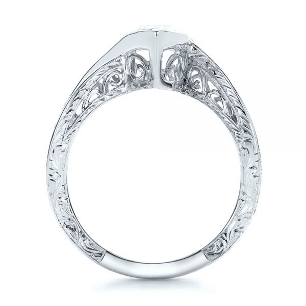 18k White Gold 18k White Gold Custom Filigree And Diamond Engagement Ring - Front View - 100861