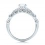 14k White Gold Custom Filigree And Diamond Engagement Ring - Front View -  101996 - Thumbnail