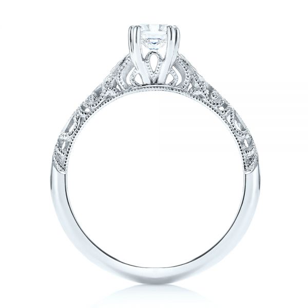 Platinum Platinum Custom Filigree And Diamond Engagement Ring - Front View - 103372