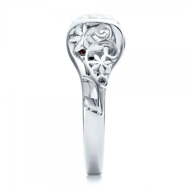  Platinum Custom Filigree And Diamond Engagement Ring - Side View -  100706