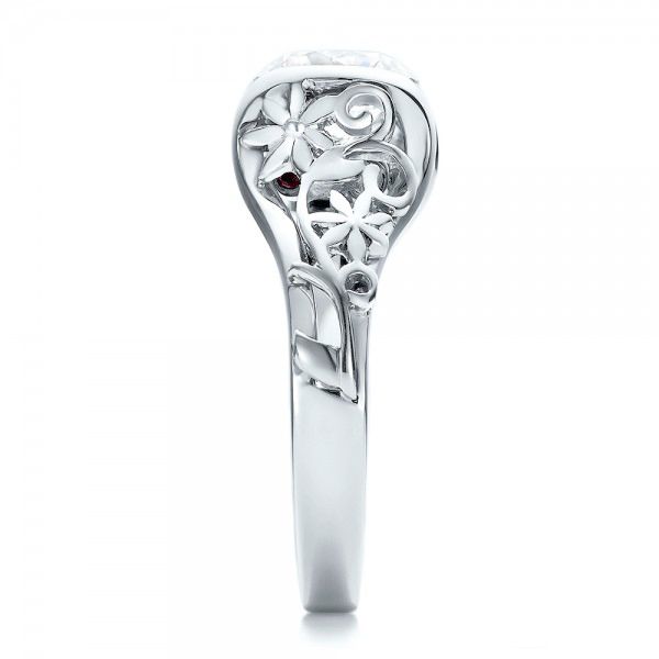 18k White Gold 18k White Gold Custom Filigree And Diamond Engagement Ring - Side View -  100706