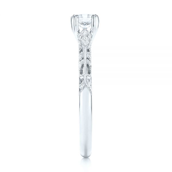 Platinum Platinum Custom Filigree And Diamond Engagement Ring - Side View - 103372