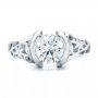 18k White Gold 18k White Gold Custom Filigree And Diamond Engagement Ring - Top View -  100706 - Thumbnail