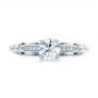 14k White Gold Custom Filigree And Diamond Engagement Ring - Top View -  101996 - Thumbnail