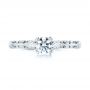 14k White Gold 14k White Gold Custom Filigree And Diamond Engagement Ring - Top View -  103372 - Thumbnail