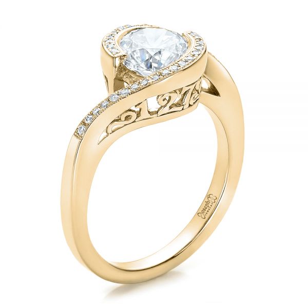 14k Yellow Gold Custom Filigree And Diamond Engagement Ring #100705 ...