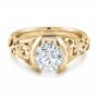 14k Yellow Gold 14k Yellow Gold Custom Filigree And Diamond Engagement Ring - Flat View -  100706 - Thumbnail