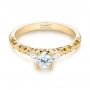 14k Yellow Gold 14k Yellow Gold Custom Filigree And Diamond Engagement Ring - Flat View -  103372 - Thumbnail