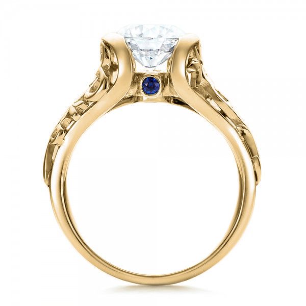 18k Yellow Gold 18k Yellow Gold Custom Filigree And Diamond Engagement Ring - Front View -  100706