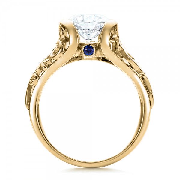 14k Yellow Gold 14k Yellow Gold Custom Filigree And Diamond Engagement Ring - Front View - 100706