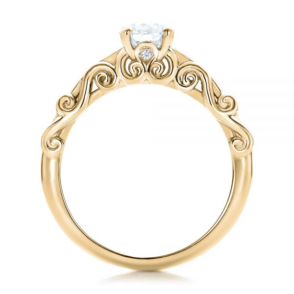 18k Yellow Gold 18k Yellow Gold Custom Filigree And Diamond Engagement Ring - Front View - 101996