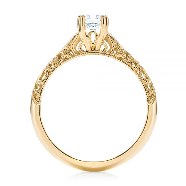 18k Yellow Gold 18k Yellow Gold Custom Filigree And Diamond Engagement Ring - Front View -  103372