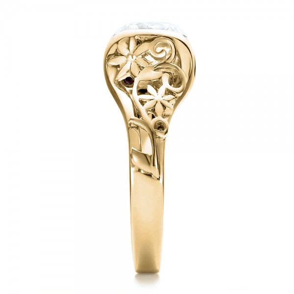 14k Yellow Gold 14k Yellow Gold Custom Filigree And Diamond Engagement Ring - Side View - 100706