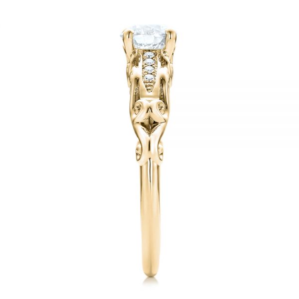 18k Yellow Gold 18k Yellow Gold Custom Filigree And Diamond Engagement Ring - Side View -  101996