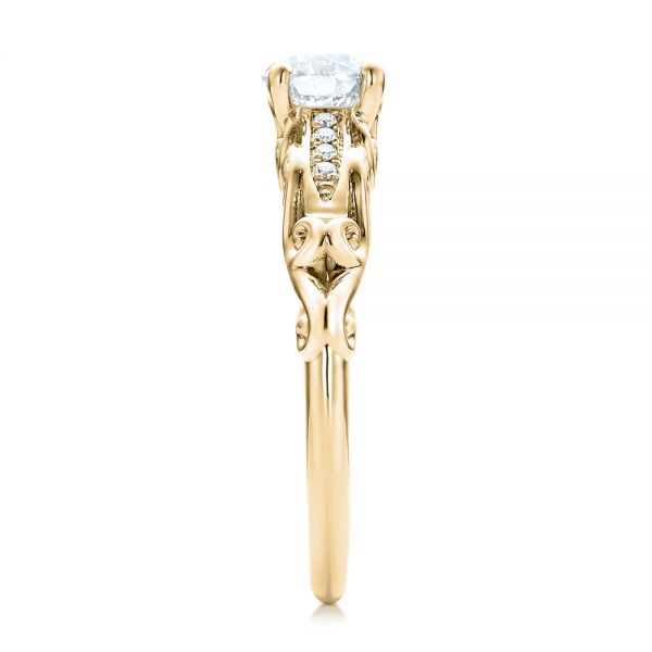 18k Yellow Gold 18k Yellow Gold Custom Filigree And Diamond Engagement Ring - Side View - 101996