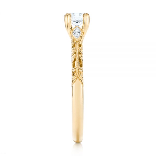 14k Yellow Gold 14k Yellow Gold Custom Filigree And Diamond Engagement Ring - Side View - 103372