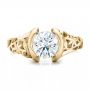 14k Yellow Gold 14k Yellow Gold Custom Filigree And Diamond Engagement Ring - Top View -  100706 - Thumbnail