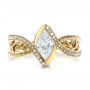 18k Yellow Gold Custom Filigree And Diamond Engagement Ring - Top View -  100861 - Thumbnail