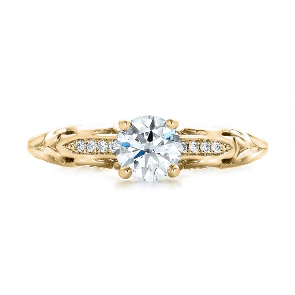 18k Yellow Gold 18k Yellow Gold Custom Filigree And Diamond Engagement Ring - Top View -  101996