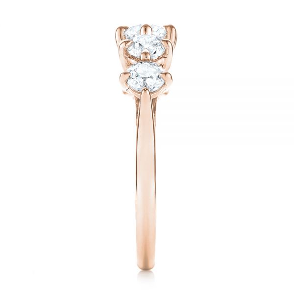 14k Rose Gold 14k Rose Gold Custom Five Stone Engagement Ring - Side View - 103909