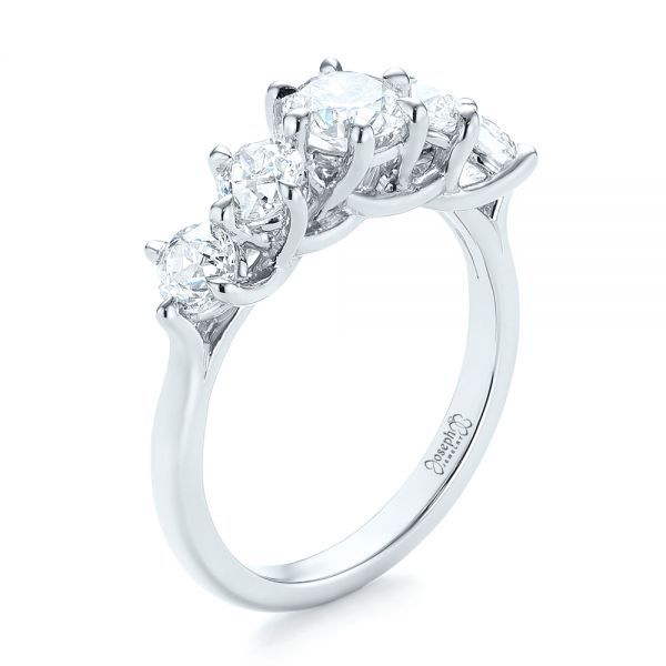  Platinum Custom Five Stone Engagement Ring - Three-Quarter View -  103909