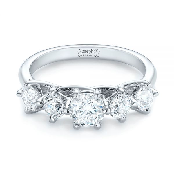 Platinum Custom Five Stone Engagement Ring - Flat View - 103909