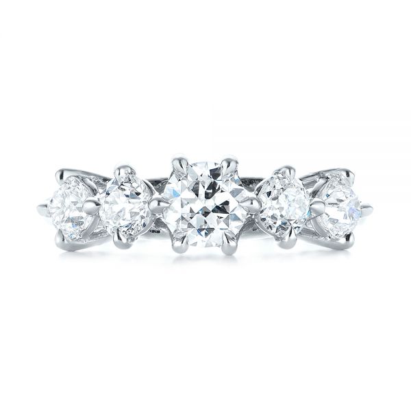 Platinum Custom Five Stone Engagement Ring - Top View - 103909