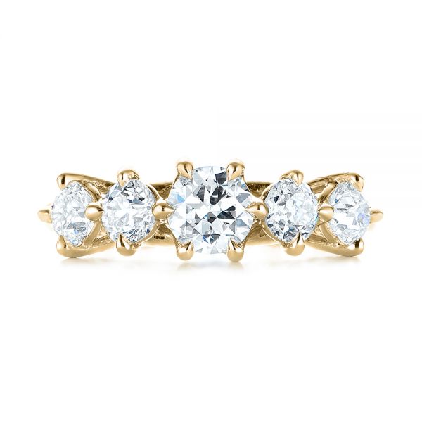 18k Yellow Gold 18k Yellow Gold Custom Five Stone Engagement Ring - Top View - 103909