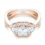 18k Rose Gold 18k Rose Gold Custom Five Stone And Diamond Halo Engagement Ring - Flat View -  102738 - Thumbnail