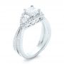 14k White Gold 14k White Gold Custom Five Stone And Diamond Halo Engagement Ring - Three-Quarter View -  102738 - Thumbnail