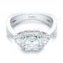  Platinum Custom Five Stone And Diamond Halo Engagement Ring - Flat View -  102738 - Thumbnail