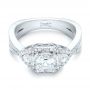 18k White Gold 18k White Gold Custom Five Stone And Diamond Halo Engagement Ring - Flat View -  102738 - Thumbnail