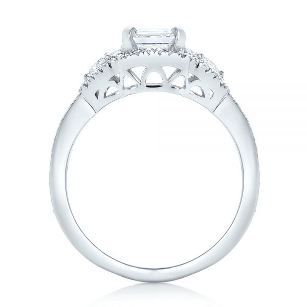  Platinum Custom Five Stone And Diamond Halo Engagement Ring - Front View -  102738