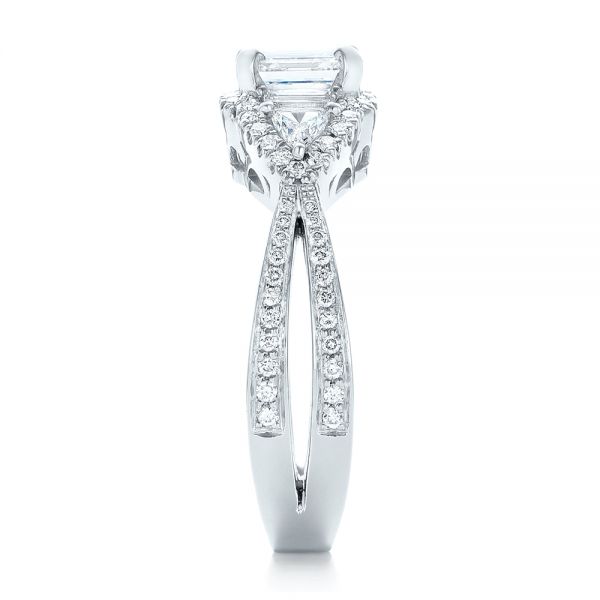  Platinum Custom Five Stone And Diamond Halo Engagement Ring - Side View -  102738