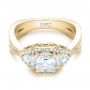 18k Yellow Gold 18k Yellow Gold Custom Five Stone And Diamond Halo Engagement Ring - Flat View -  102738 - Thumbnail