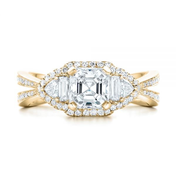 14k Yellow Gold 14k Yellow Gold Custom Five Stone And Diamond Halo Engagement Ring - Top View - 102738