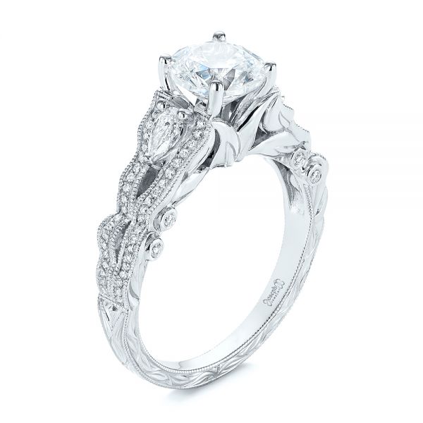 Custom Floral Organic Diamond Engagement Ring - Image