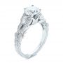 18k White Gold Custom Floral Organic Diamond Engagement Ring - Three-Quarter View -  105180 - Thumbnail