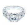 18k White Gold Custom Floral Organic Diamond Engagement Ring - Flat View -  105180 - Thumbnail