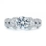 18k White Gold Custom Floral Organic Diamond Engagement Ring - Top View -  105180 - Thumbnail
