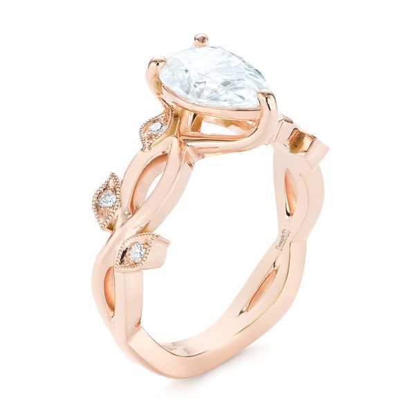 Custom Floral Rose Gold Moissanite and Diamond Engagement Ring - reference design