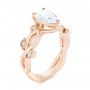 14k Rose Gold Custom Floral Moissanite And Diamond Engagement Ring - Three-Quarter View -  104880 - Thumbnail